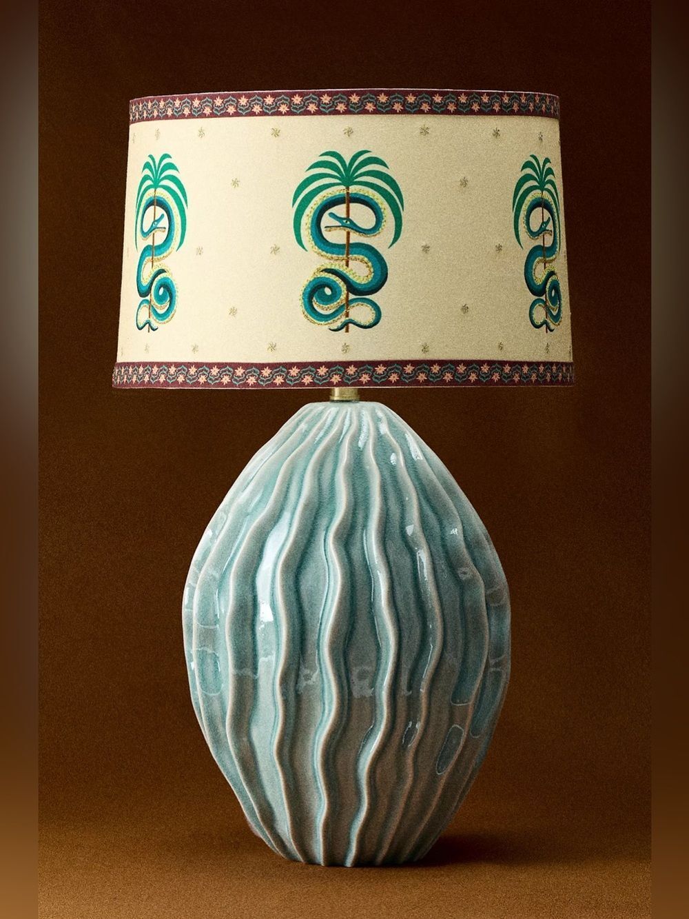 New Anthropologie Printed Goods Snake 16" Drum Lamp Shade